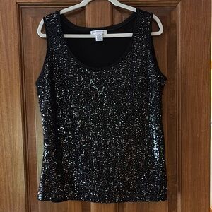 Black Sequin Sleeveless Top
